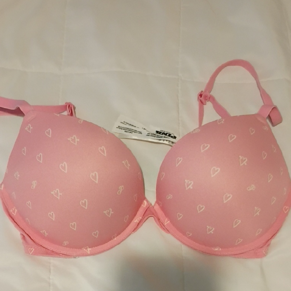 Pink Heart Patterned Bra